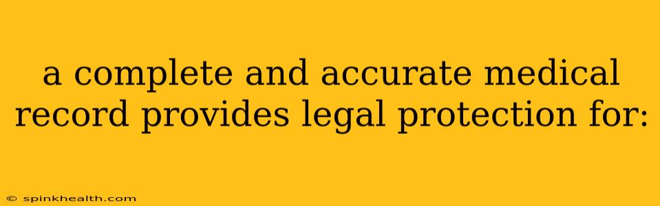 a complete and accurate medical record provides legal protection for: