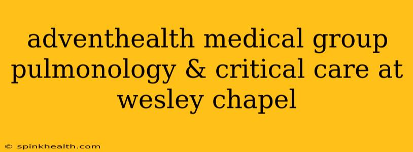 adventhealth medical group pulmonology & critical care at wesley chapel