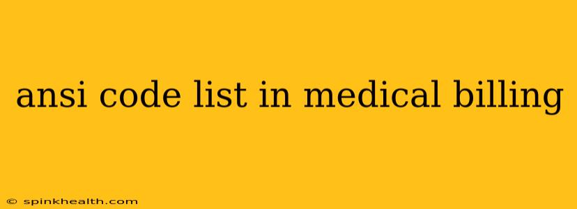 ansi code list in medical billing