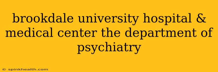 brookdale university hospital & medical center the department of psychiatry