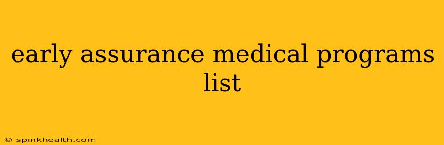 early assurance medical programs list
