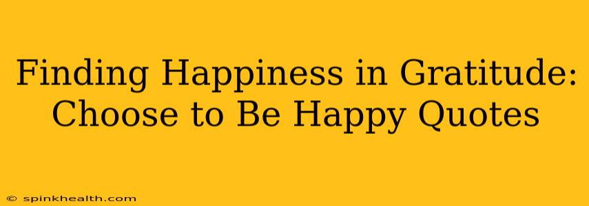 Finding Happiness in Gratitude: Choose to Be Happy Quotes