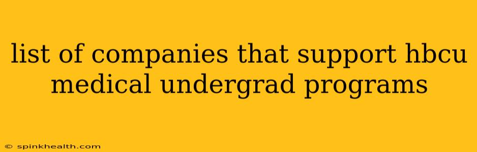 list of companies that support hbcu medical undergrad programs