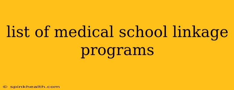 list of medical school linkage programs