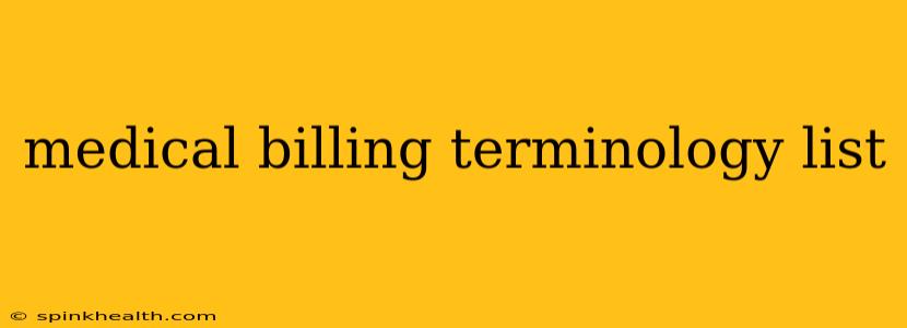 medical billing terminology list