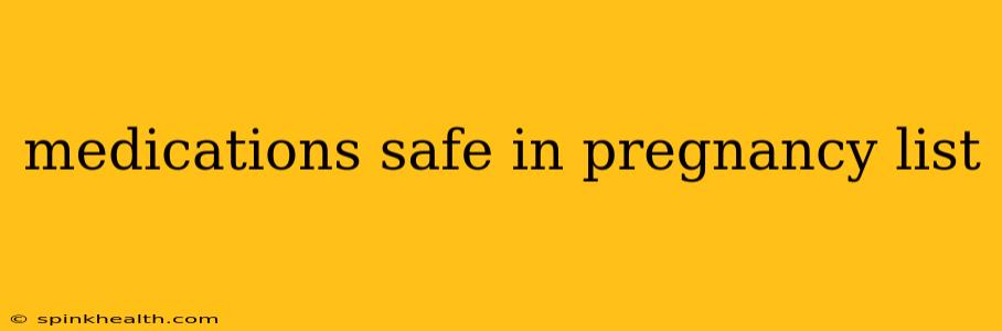 medications safe in pregnancy list