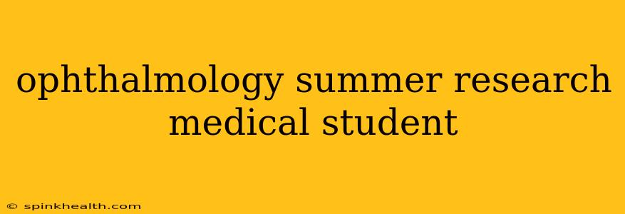ophthalmology summer research medical student