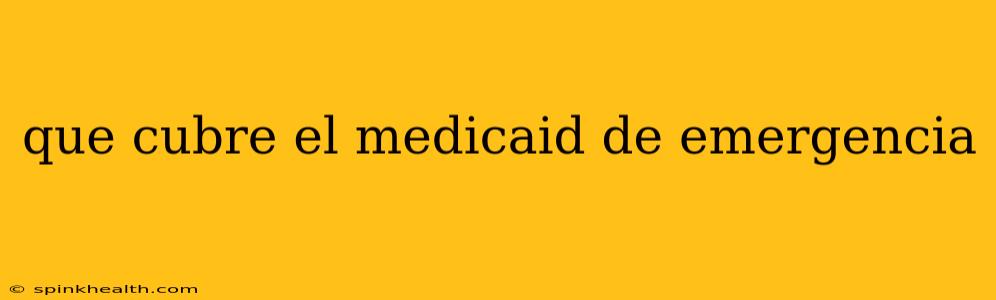 que cubre el medicaid de emergencia