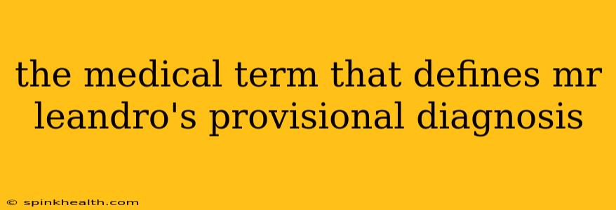the medical term that defines mr leandro's provisional diagnosis