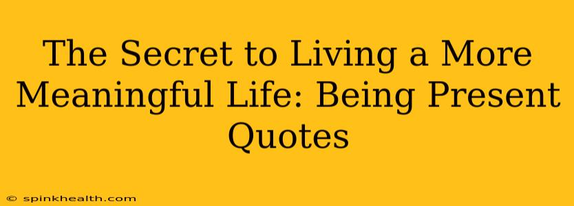 The Secret to Living a More Meaningful Life: Being Present Quotes