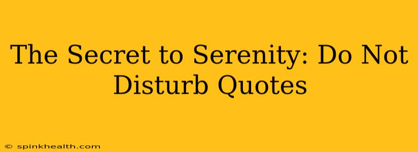 The Secret to Serenity: Do Not Disturb Quotes