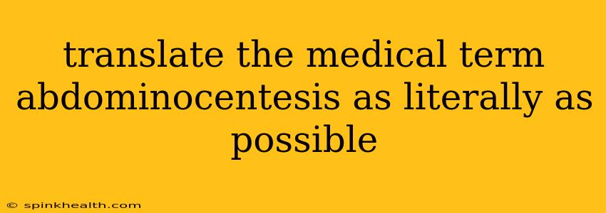 translate the medical term abdominocentesis as literally as possible