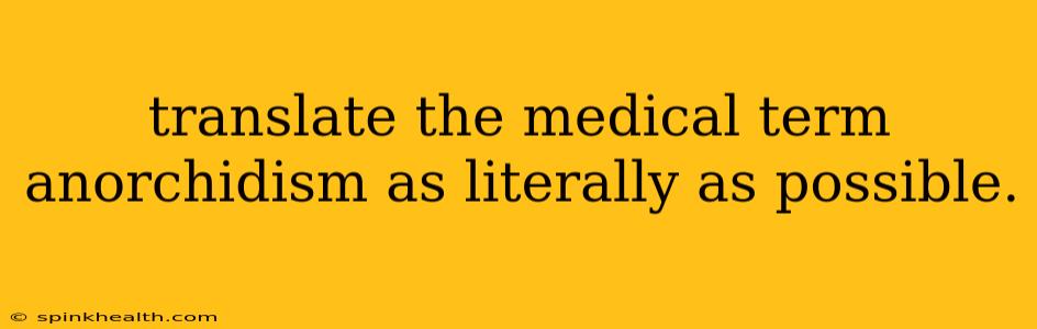translate the medical term anorchidism as literally as possible.