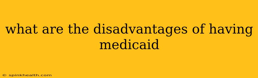 what are the disadvantages of having medicaid