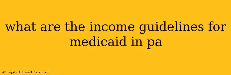 what are the income guidelines for medicaid in pa