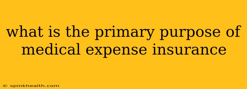 what is the primary purpose of medical expense insurance