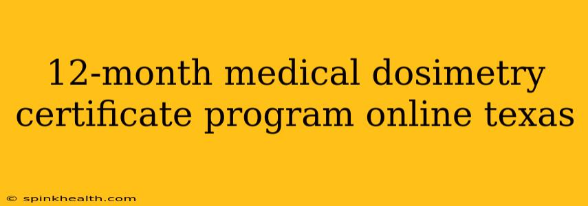 12-month medical dosimetry certificate program online texas