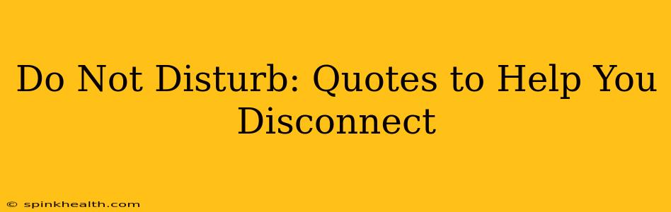 Do Not Disturb: Quotes to Help You Disconnect