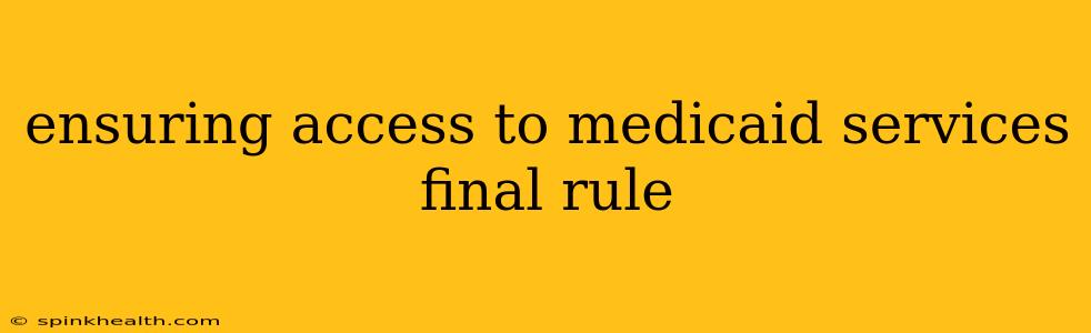 ensuring access to medicaid services final rule
