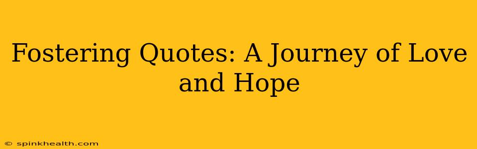 Fostering Quotes: A Journey of Love and Hope