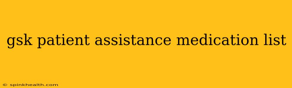 gsk patient assistance medication list