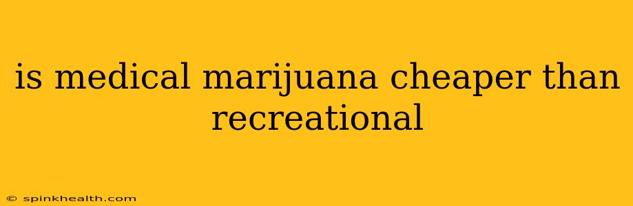 is medical marijuana cheaper than recreational