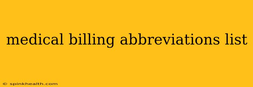 medical billing abbreviations list