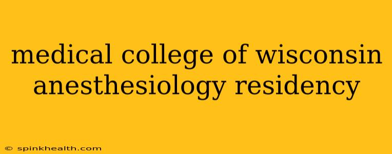 medical college of wisconsin anesthesiology residency