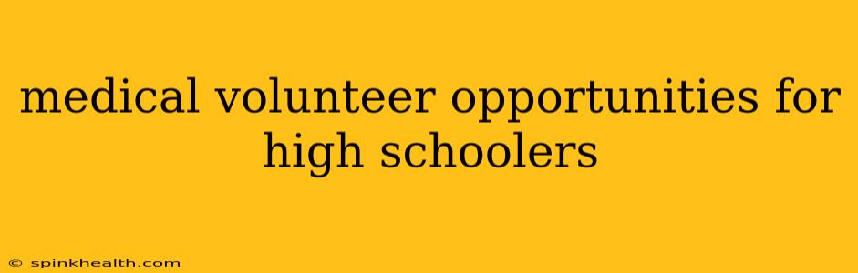 medical volunteer opportunities for high schoolers