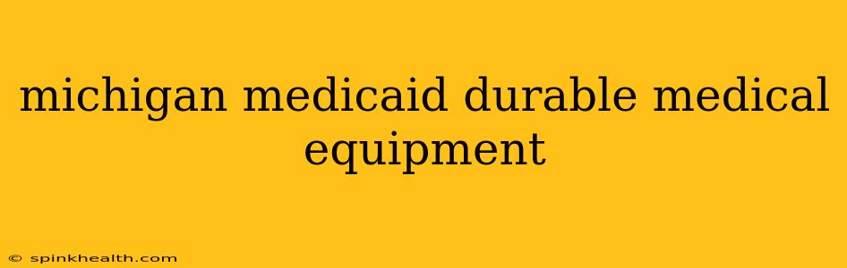 michigan medicaid durable medical equipment