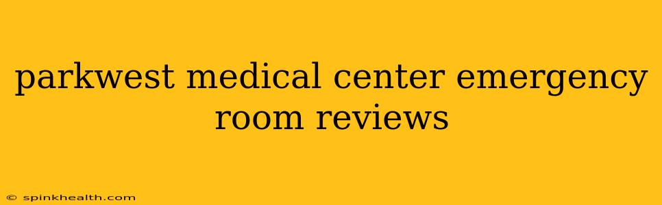 parkwest medical center emergency room reviews