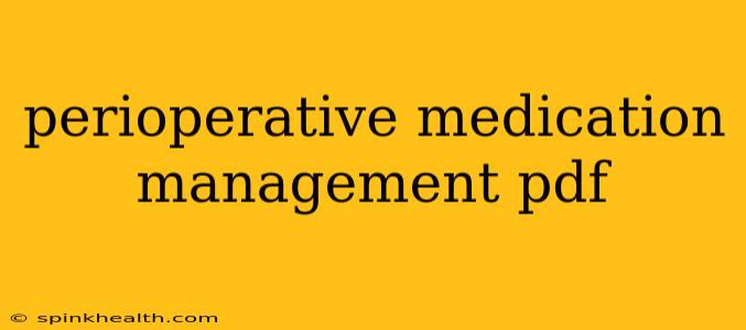 perioperative medication management pdf