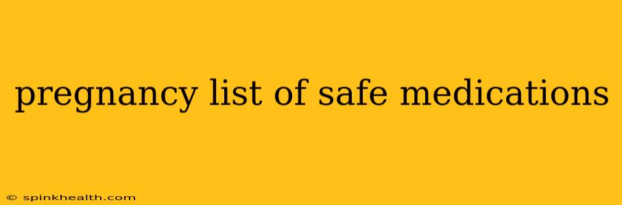 pregnancy list of safe medications