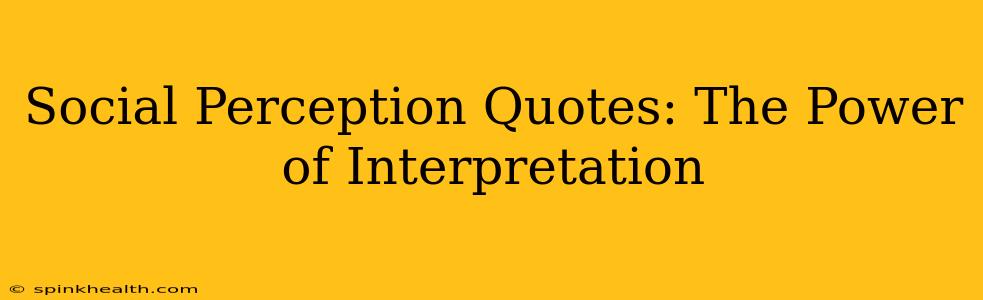 Social Perception Quotes: The Power of Interpretation