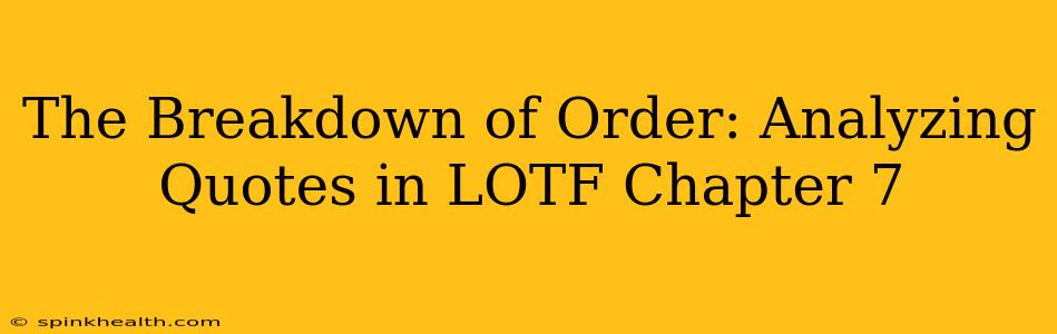 The Breakdown of Order: Analyzing Quotes in LOTF Chapter 7