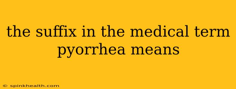 the suffix in the medical term pyorrhea means