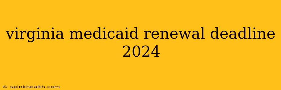 virginia medicaid renewal deadline 2024